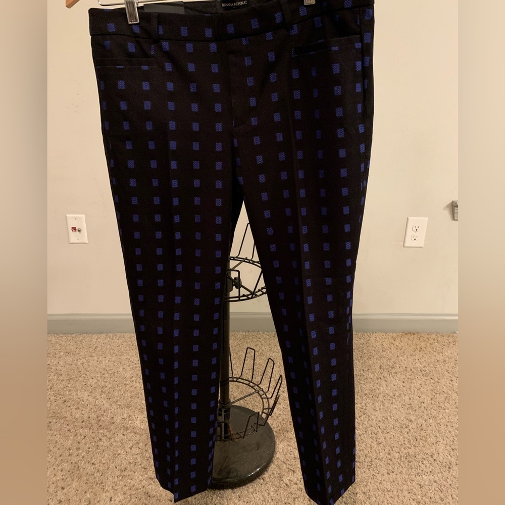 Navy with Blue Squares Banana Republic Sloan Slack